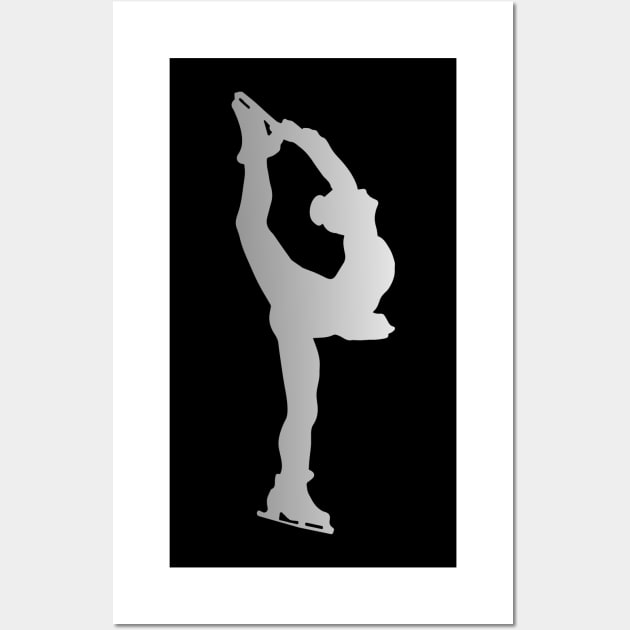 Figure Skater Silhouette in Silver Design Wall Art by PurposelyDesigned